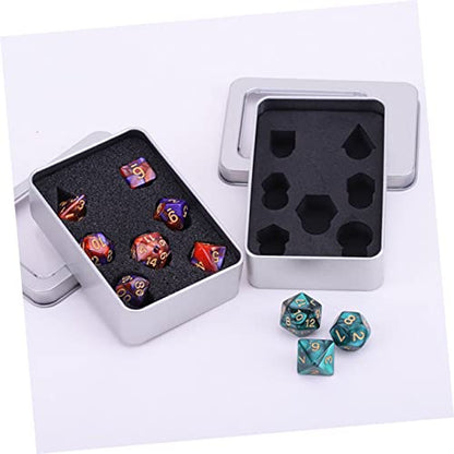 Metal Dice Storage Box with Foam Liners Portable Rectangular Tin Case for Dice Lightweight Organizer for RPG and Board Games