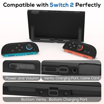 TIKOdirect Protective Case for Switch 2, Hard PC Slim Dockable Cover Case Designed for Switch 2 2025, Game Console and Joy Con Controllers, Black - color: Black