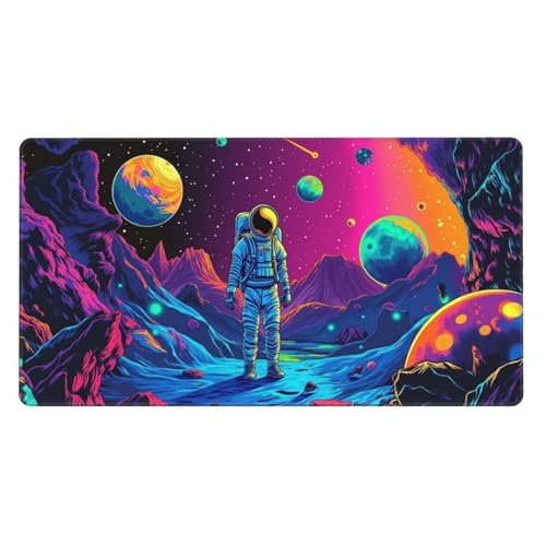 Space Astronaut Planets Gaming Mouse Pad Non-Slip Rubber Base XL Mousepad Waterproof Washable Stitched Edge Mouse Mat for Desk Home Office Gaming 16x29.5in - color: Color_3, size: 29.5" x 16"