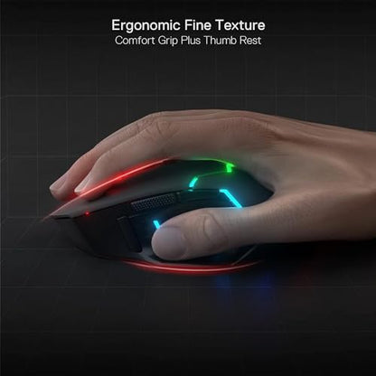 Redragon M690 PRO Wireless RGB Gaming Mouse 8000 DPI Remapping Keys | Cable-Free 0 Delay, Rapid-Fire Macro Keybinds, Vibing Backlight, Ergonomic Grip Body Comfort - style: M690 PRO Black