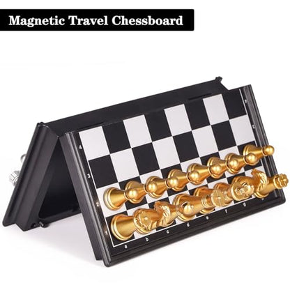 5" Mini Chess Set Travel Board Game with Magnetic Folding Chess Board Portable and Store Chess Pieces Pocket Chess Games for Kids and Adult,Easy to Carry