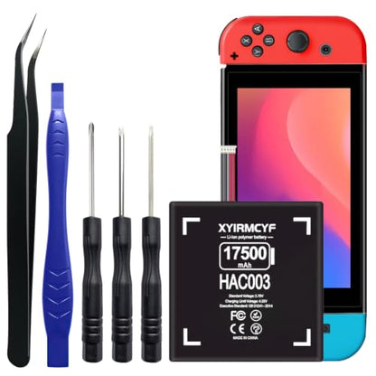 XYIRMCYF 17500mAh HAC-003 Battery, (New Upgrade) Super Capacity Battery for Nintendo Switch 2017 Game Console HAC-001 Internal with Repair Kits - color: HAC003-17500