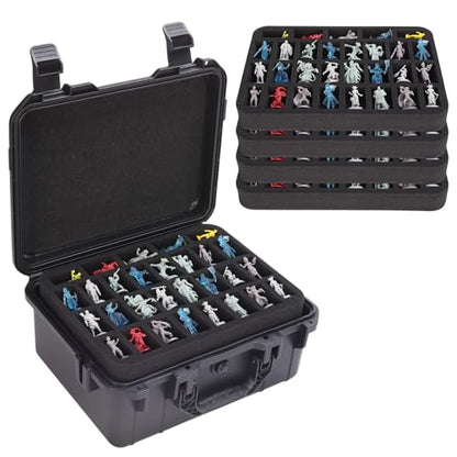 Sturdy Hard Shell Miniature Figure Storage Case with 4 Foam Layer, 116 Slot Miniatures Transport Case Compatible with Warhammer 40k and DND Minis, RPG Miniature Carrying Case