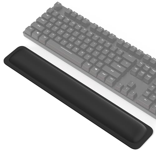 TECKNET Wrist Rest for Computer Keyboard, Thicken Memory Foam Wrist Support Pad for Keyboard, Ergonomic Palm Rest for Pain Relief, Anti-Slip Rubber Base, 17x3.3 in, 1 inch (25mm), Black - color: Black