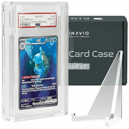 PSA Graded Card Display Acrylic Case for Standard PSA and CGC Slabs - Slab Case - PSA Card Case - Graded Card Display Case - Updated Dimensions - Stand Included (Clear Border) - color: Clear Border