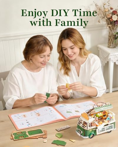 Rowood 3D Puzzles for Adults,DIY Craft Kits for Women,Wooden Model Kits to Build,Home Decor Collection,Birthday Leo's Coffee Truck