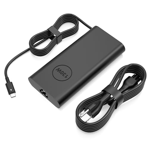 130W USB C Laptop Charger Compatible with Dell XPS/Latitude | for Dell XPS 15 9575 9510 9500, Precision 5530 5560 5750, Latitude 7410 5520 5420，Type C Power Adapter - color: BLACK_D