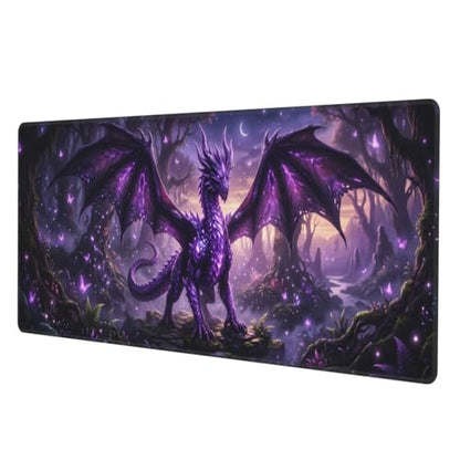 Purple Dragon Gaming Mouse Pad, Large Extended Desk Mat (31.5x11.8 in), Non-Slip Rubber Base Stitched Edges Mousepad for Work Office Gaming - color: 12