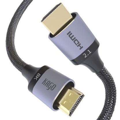 KAGO 8K HDMI 2.1 Cable 6ft - 48Gbps Ultra High Speed 8K@60Hz 4K@120Hz HDR | Ultra High Speed 48Gbps,8K@60Hz & 4K@120Hz HDR,eARC & Dolby Atmos Support,Durable Nylon Braided - size: 6 Ft/2 M