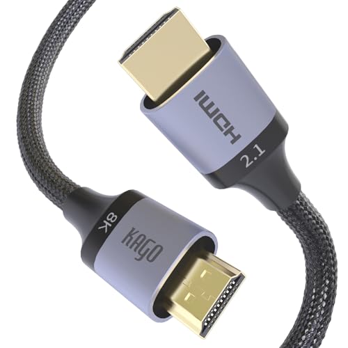 KAGO 8K HDMI 2.1 Cable 10Ft - 48Gbps Ultra High Speed 8K@60Hz for PS5 TV | 48Gbps Ultra High Speed HDMI 2.1,Supports 8K@60Hz & 4K@120Hz/144Hz,Dynamic HDR, eARC & Dolby Atmos - size: 10 Ft/3 M