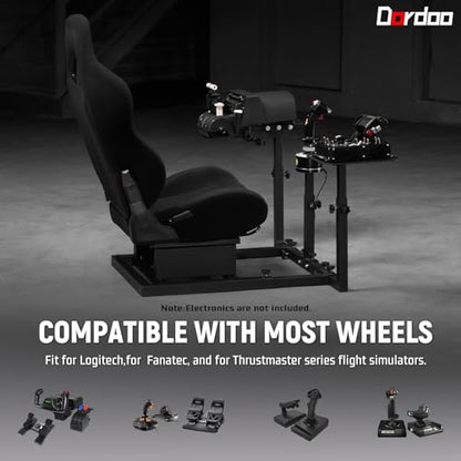 Dardoo Flight Game Cockpit With Blackseat Racing Simulator Mount, Compatible With Thrustmaster T150 HOTAS WARTHOG, Not Included Throttle,Joystick,Pedals