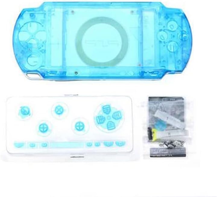 Full Housing Shell Case Cover with Button Set for PSP 1000 1001 Series Replacement (Clear Blue) - color: Clear Blue