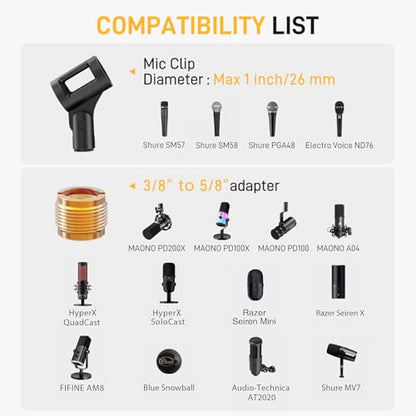 MAONO XLR/USB Gaming Microphone with BA20 Boom Arm, PC Computer Gaming Streaming Mic with RGB Light, Mute Button, Headphones Jack,Bundle for Gaming Podcast Recording (PD100X Black+BA20 Black)