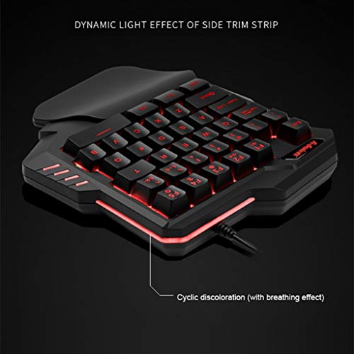 One-Handed Keyboard Single Handed Gaming Keypad with Ergonomic Wrist Rest Support RGB LED Backlit USB Wired Mechanical Feeling Mini Keypad for Game