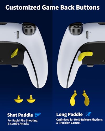 KD.FLY Metal Thumbsticks & Back Paddles for PS5 Edge Controller Joystick Replacement, Custom Analog Thumb Sticks Caps for PS5 Dual Sense Edge Stick Module, 2 Joystick, 4 Back Buttons, Golden Dragon - color: Golden Dragon