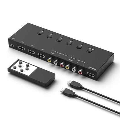 Y.D.F 3 Way HDMI 2.0 Switcher + 2 RCA to HDMI Converter(2 in 1) 2 Way AV Composite CVBS Switch to HDMI Adapter Support 4:3/16:9 Switching for N64 NGC Wii Xbox PS2/3/4/5 Xbox Series/ONE Switch - size: HDMI Switch 3 Port 4K