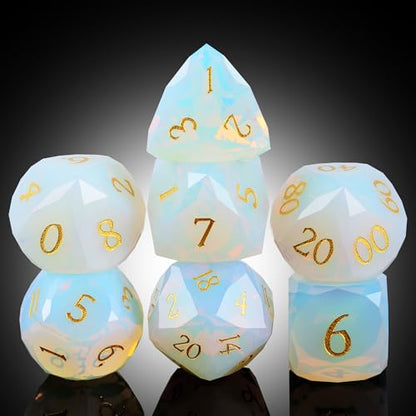 DNDND Opal Multifacted DND Dice Set for Dungeons and Dragons Tabletop Gaming, Collectors | Premium Gift Box & Durable Design (Opal) - color: Opal