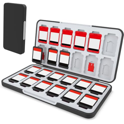HEIYING Game Card Case Compatible with NINTENDO SWITCH 2 / Micro SD Cards | Portable Game Card Holder, Hard ABS Shell with Soft Silicone Lining, Dedicated Card Slots,Magnetic Closure for Easy Access - color: Black
