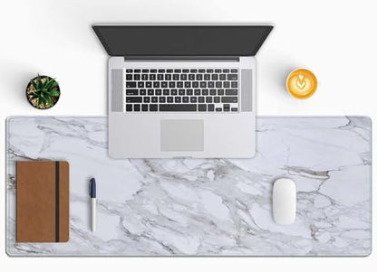 White Grey Marble Print Large Gaming Mouse Pad Keyboard Desk Pad Extended Mouse Pad Gaming Office Decor, PC Laptop Mouse Pads Large (31.5x11.8 in) with Stitched Edges Non-Slip Base Mousepad XL - color: White Grey Marble Print