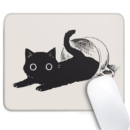 Cute Black Cat Mouse Pad,Kawaii Anime Cat Mouse Pads for Wireless Mouse Desk Accessories,10"X8" Travel Mousepad with Non-Slip Rubber Base, Stitched Edge Mouse Pads for Desk,Computers,Laptop,Office - color: S-9