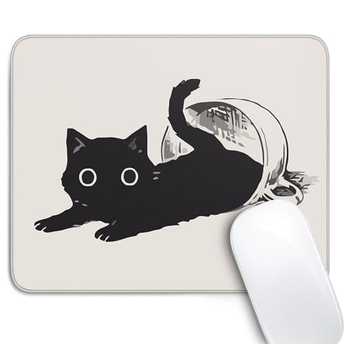 Cute Black Cat Mouse Pad,Kawaii Anime Cat Mouse Pads for Wireless Mouse Desk Accessories,10"X8" Travel Mousepad with Non-Slip Rubber Base, Stitched Edge Mouse Pads for Desk,Computers,Laptop,Office - color: S-9