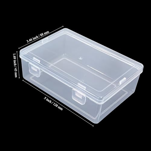 Rectangular Clear Plastic Storage Containers, 5x3.46x1.69in | 10 Pack, Hinged Lid, For Beads and Small Craft Items - size: 5 x 3.46 x 1.69 inch