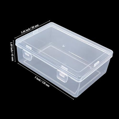 Rectangular Clear Plastic Storage Containers, 5x3.46x1.69in | 10 Pack, Hinged Lid, For Beads and Small Craft Items - size: 5 x 3.46 x 1.69 inch