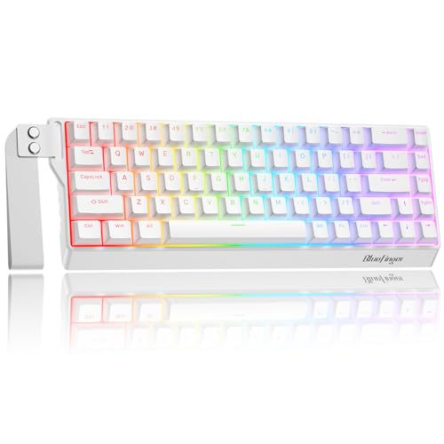 BlueFinger 60% Wireless Mechanical Gaming Keyboard, Bluetooth/2.4GHz/USB-C Hot Swappable RGB Backlit Keyboard with PBT Keycaps, 60 Percent Compact Keyboard for Mac PC PS5 Xbox, White - color: White