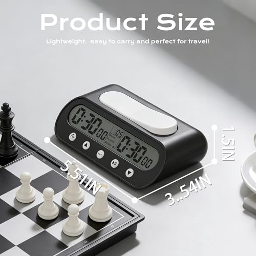 VINJOE Chess Clock Digital Chess Timer Professional for Board Games,Portable Digital Chess Clock & Game Timer with Basic,Bonus,Delay and Positive Time Features with Alarm Function Best Gifts