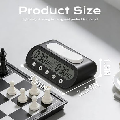 VINJOE Chess Clock Digital Chess Timer Professional for Board Games,Portable Digital Chess Clock & Game Timer with Basic,Bonus,Delay and Positive Time Features with Alarm Function Best Gifts