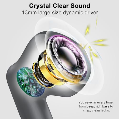 Wireless Earbuds, Bluetooth 5.4 Headphones in Ear with Noise Cancelling Mic, Bluetooth Earbuds Stereo Bass, IP7 Waterproof Sports Earphones, 32H Playtime USB C Charging Ear Buds Gray for Android iOS - color: Dark Gray