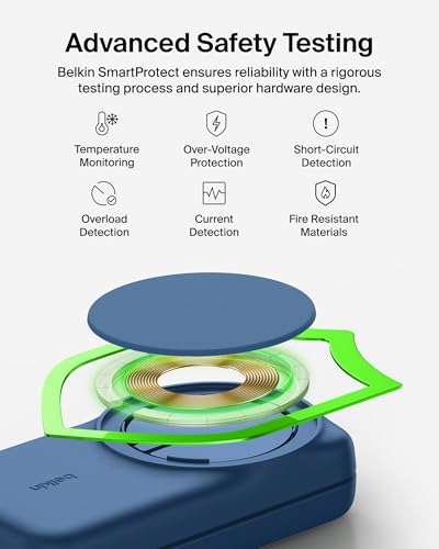Belkin Qi2.2 25W Wireless 3 in 1 Foldable Fast Charging Station for iPhone | Fast Charigng, MagSafe Compatible, iPhone 17/16/15, Apple Watch, AirPods, Travel Charger, Magnetic - color: Blue