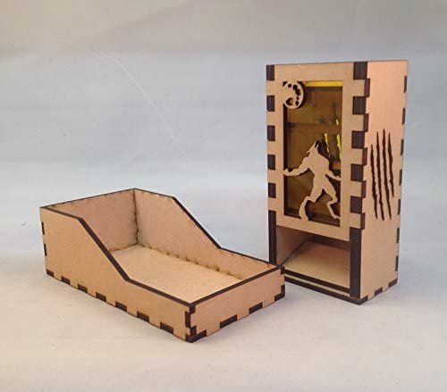 Werewolf Mini Dice Tower v1 Yellow Acrylic Window Laser Cut MDF Unique Gift