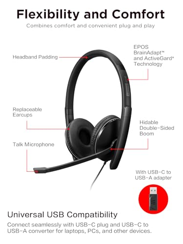 Lenovo Wired ANC Headset, USB-C and USB-A connectivity, Zoom Certified, Active Noise Cancellation, Hearing Protection, 145g Lightweight Comfortable Design, Replaceable Earcups, Business Headset - style: Wired ANC Gen 2 (UC)