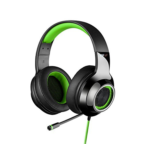 Edifier G4 USB Gaming Headset with Virtual 7.1 Surround Sound, Retractable Boom Microphone, LED Lights Mesh Open Back Adjustable Video Games for PC, Laptop, desktops - Green