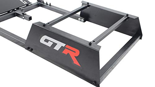 GTR Simulator GTA-F Racing Cockpit | Silver Frame with Triple/Single Monitor Stand | Adjustable Leatherette Seat | Stable & Ergonomic | Compatible with All Wheels & Pedals for PC & Console - color: Black, Red White
