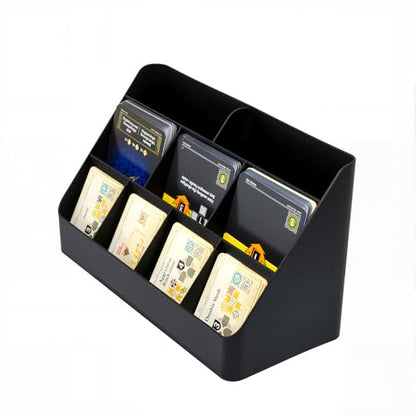 American-Style Board Game Card Rack | 9-Compartment Plastic Deck Organizer for Board Games, TCGs, and RPGs (Black) - color: Black