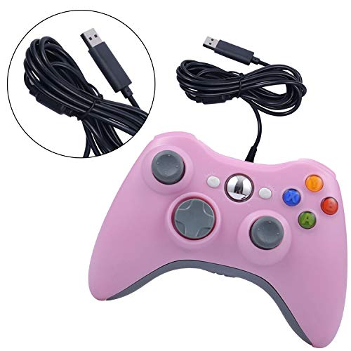 ONE250 USB Wired Game Pad Controller, Compatible with Xbox 360, Xbox 360 Slim, Windows PC - Replacement USB Wired Gamepad (Pink) - color: Pink