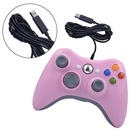 ONE250 USB Wired Game Pad Controller, Compatible with Xbox 360, Xbox 360 Slim, Windows PC - Replacement USB Wired Gamepad (Pink) - color: Pink
