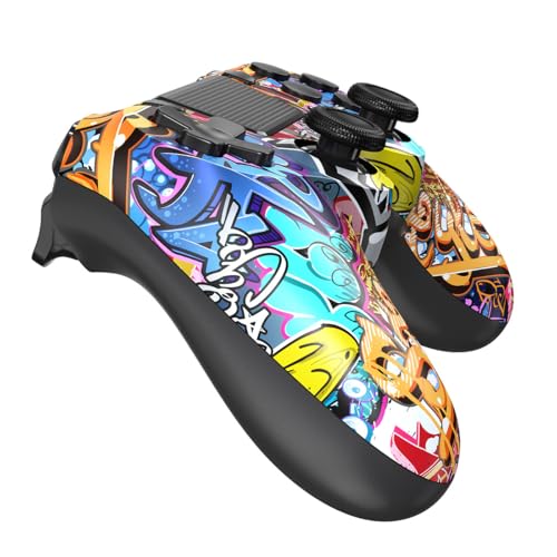 TIANHOO Wireless Controller Compatible with PS4/Pro/Slim | with Vibration Feedback, Motion Sensing, Touchpad, Light Bar, Share, 3.5mm Headphone Jack(Graffiti) - color: Neo-Graffiti