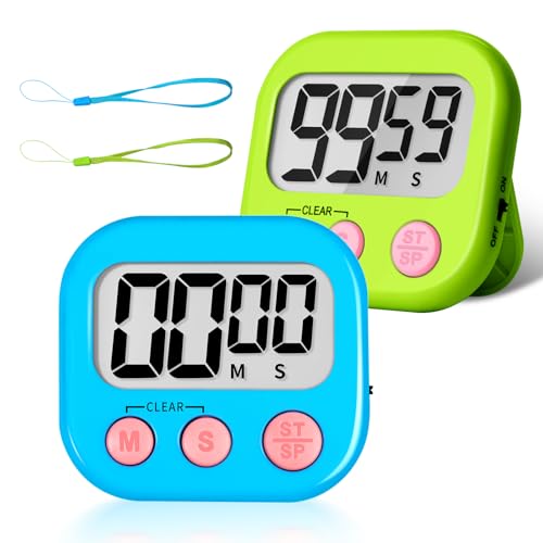 ZILLEEN Classroom Timer for Kids Teachers 2 Pack Digital Timers - color: Blue & Green