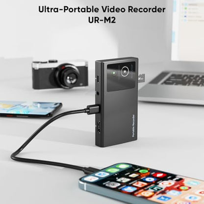 4K60 HDMI Capture Card – Records 1080p 60FPS, Portable Standalone Video Recorder, HDMI or DisplayPort Over USB-C,AUX Earphone Monitoring,Compatible with Phone,Media Player,Computer,TV Sticks