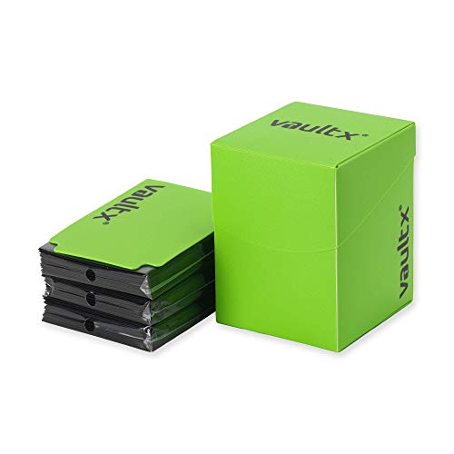 Vault X Large Standard Deck Box with 150 Black Sleeves, fits 100+ Sleeved Trading Cards (Green) - color: Green