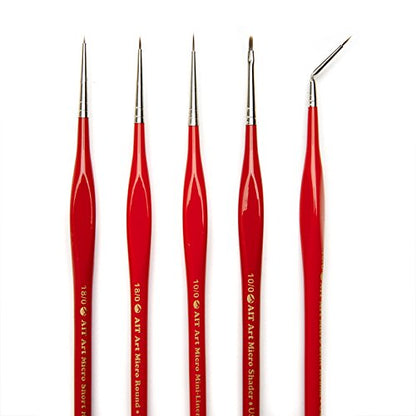 AIT Art Select Micro Detail Brush Set, 5 Miniature Paint Brushes for Fine Detail, Handmade in USA for Trusted Performance, Triangular Handle Design for the Best Grip and Ultimate Precision