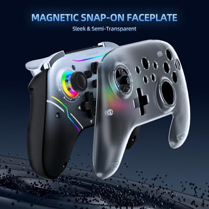EJGAME Wireless Controller Compatible with Switch/Switch 2/PC/Steam Deck, Hall Effect Joysticks & Triggers/Wake-up/Turbo/RGB Light/Programmable/Dual Vibration,USB Bluetooth Adapter for PC (Black)