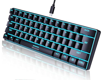 abucow 60% Gaming Keyboard Minimalist Portable Wired Ultra-Compact Mini Imitation 61 Keys RGB Backlit Keyboard (Black) - style: Black