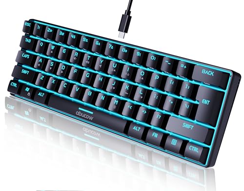 abucow 60% Gaming Keyboard Minimalist Portable Wired Ultra-Compact Mini Imitation 61 Keys RGB Backlit Keyboard (Black) - style: Black