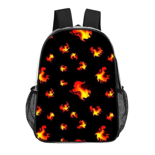 Padded Strap Clear Transparent Bookbag Concert Festival Sports Bag | See Through Bookbag, Flames Burning Fire, with Reinforced Adjustable Straps, for Concert Sports Work Travel - color: Pattern (329)