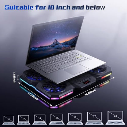 Laptop Cooling Pad with Thermoelectric Cooler and 4 Fans, Powerful Laptop Cooler, Independent Control, Multi-Gear Adjustment, RGB, 14-21 Inch Laptop Stand (14"/15.6"/17"/21")
