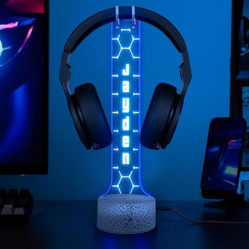 Personalized RGB LED Headphone Holder, Custom Gaming Headset Gift for Boyfriend Girlfiend, Valentine Gift for Gamer, Game Room Decoration, Custom Gamer Gifts - color: 10